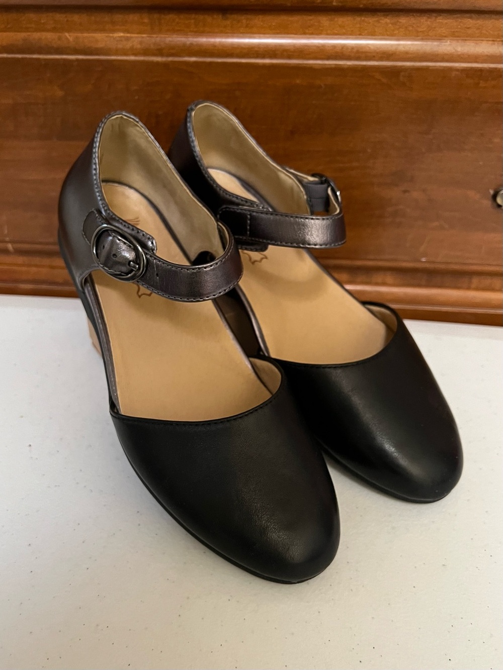Dansko Liv Mary Jane Flats | Metallic Nappa | Black/Pewter